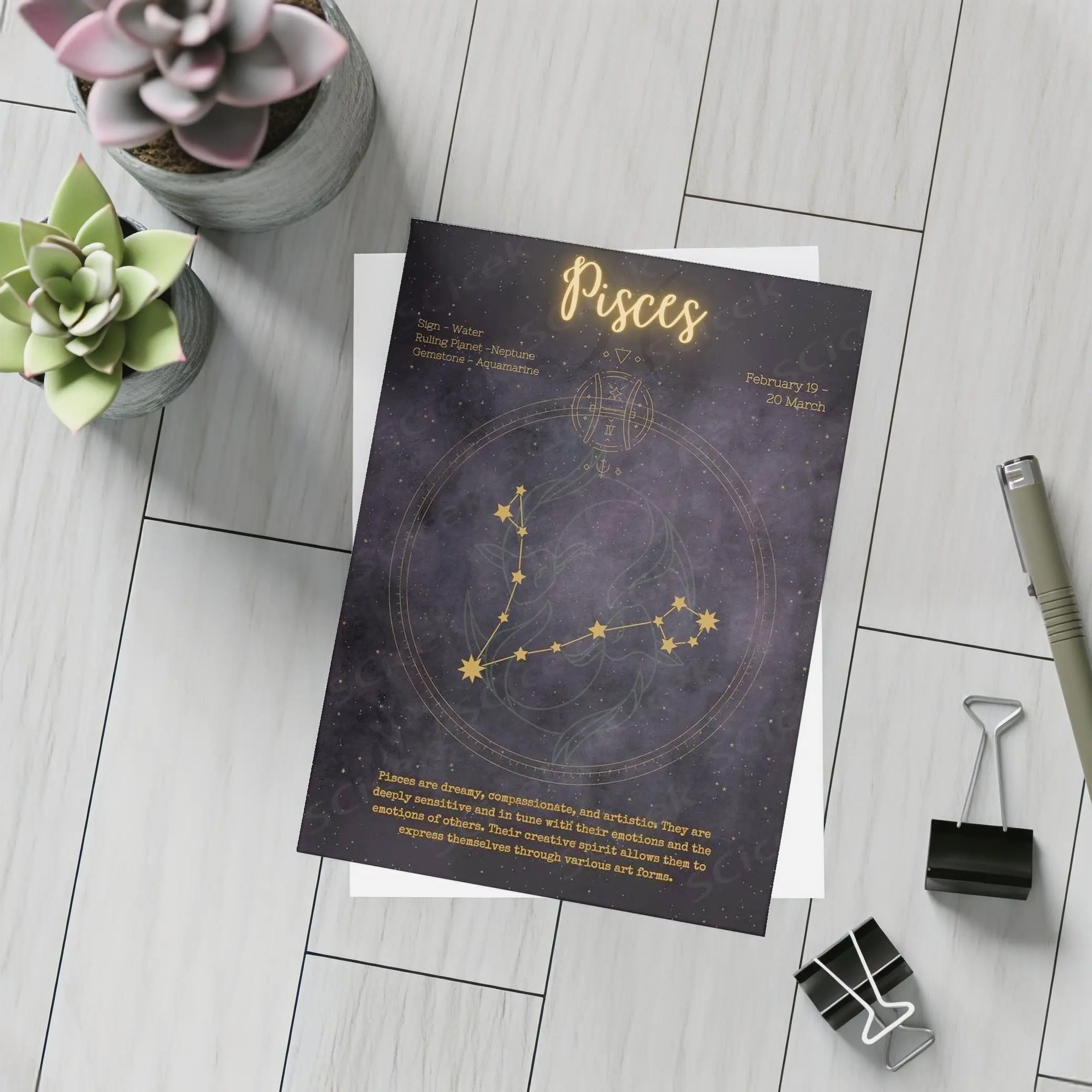 Pisces Constellation Gold Star Night Sky – Postcards