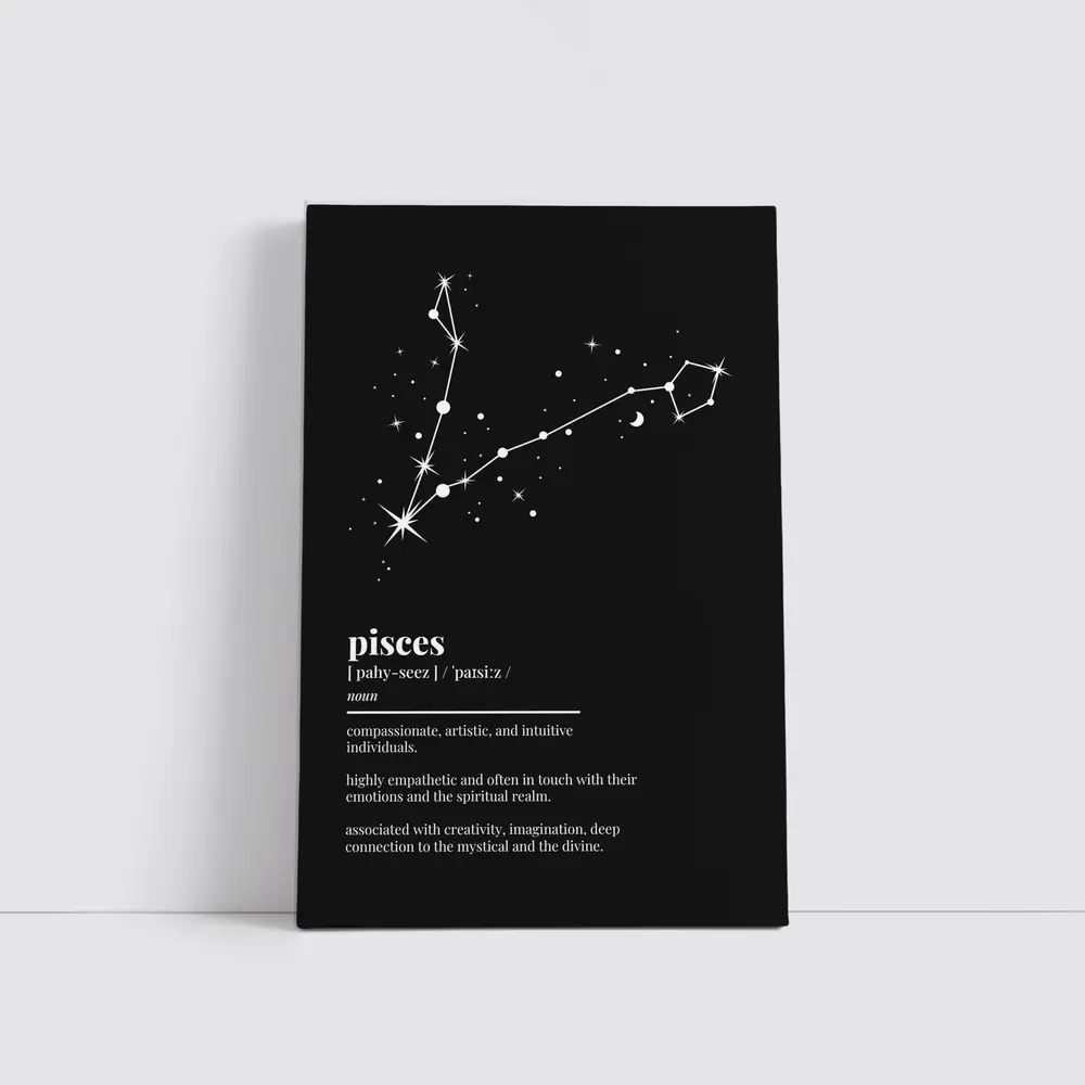 Pisces Constellation Definition Black Background Art – Wall Art
