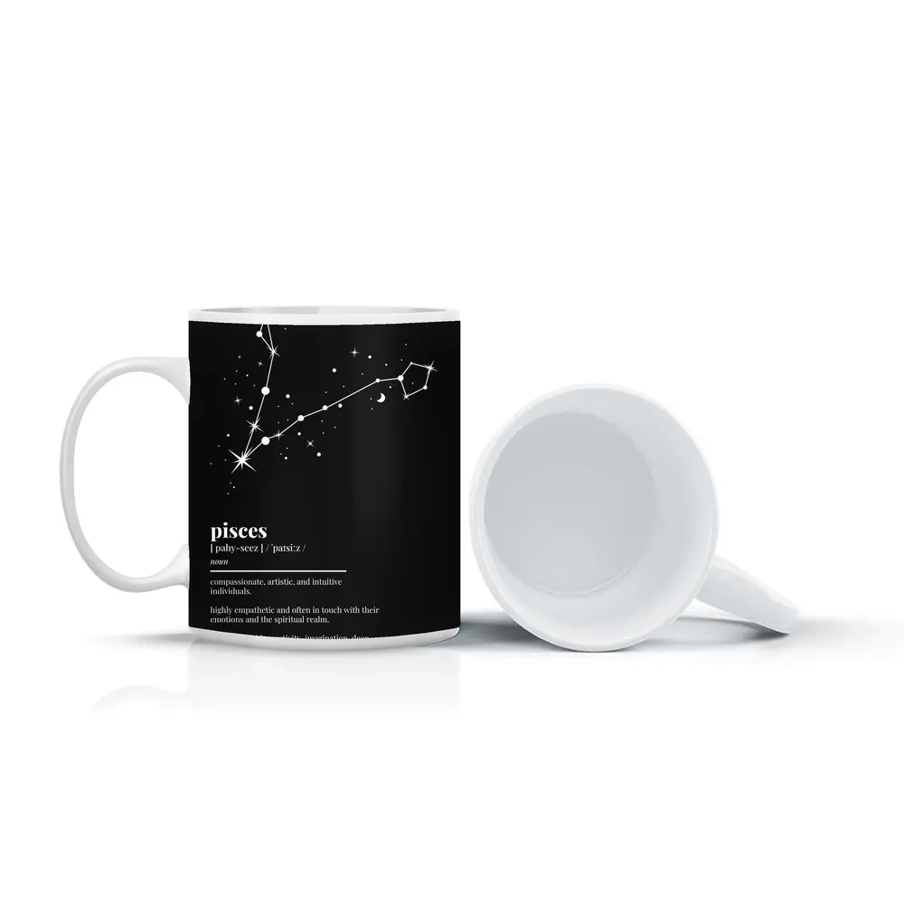 Pisces Constellation Definition Black Background Art – Mugs