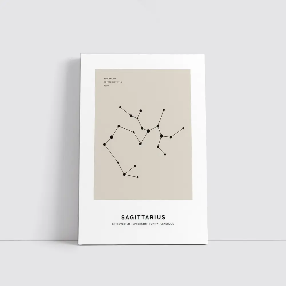 Sagittarius Constellation Minimal Beige Star Map – Wall Art