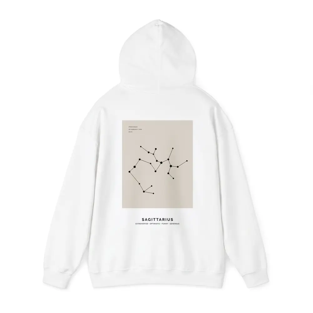 Sagittarius Constellation Minimal Beige Star Map – Hoodies