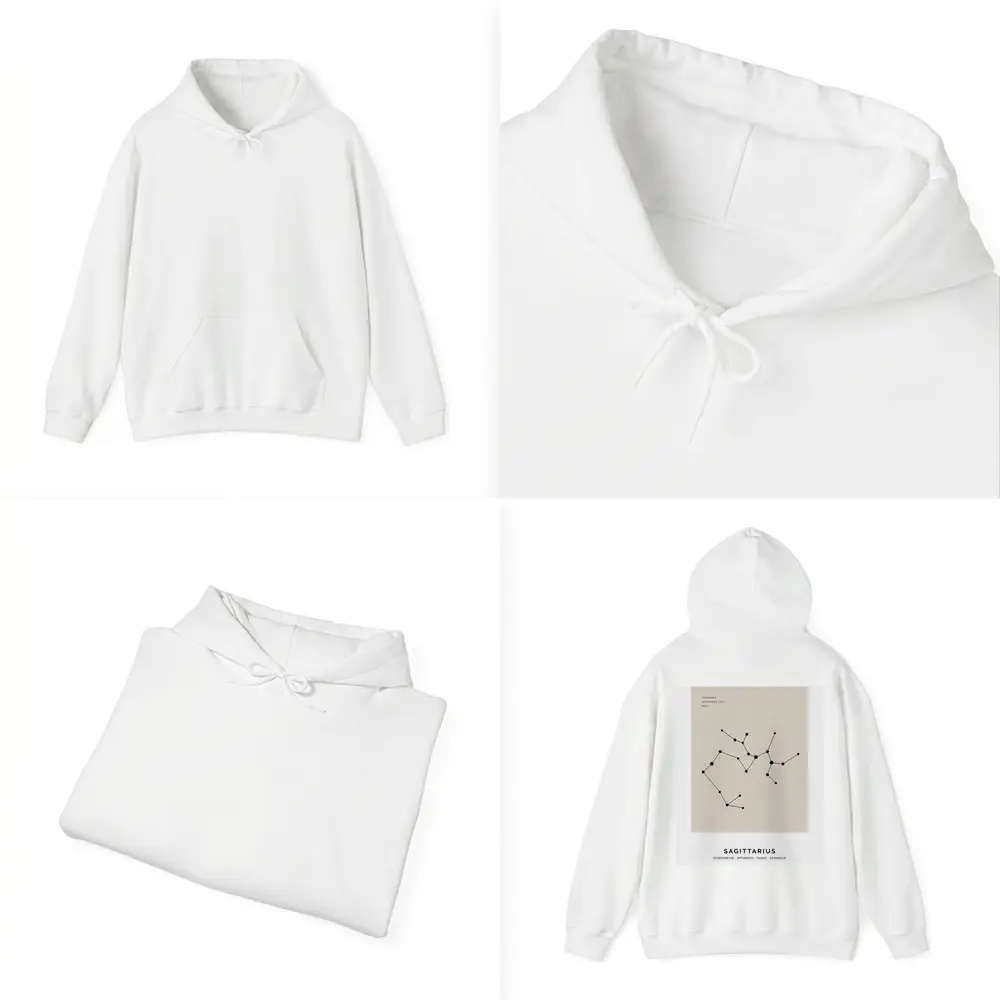 Sagittarius Constellation Minimal Beige Star Map – Hoodies