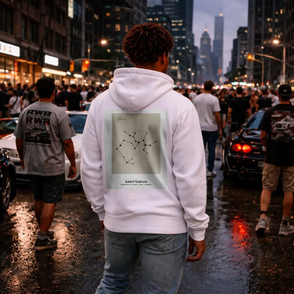 Sagittarius Constellation Minimal Beige Star Map – Hoodies