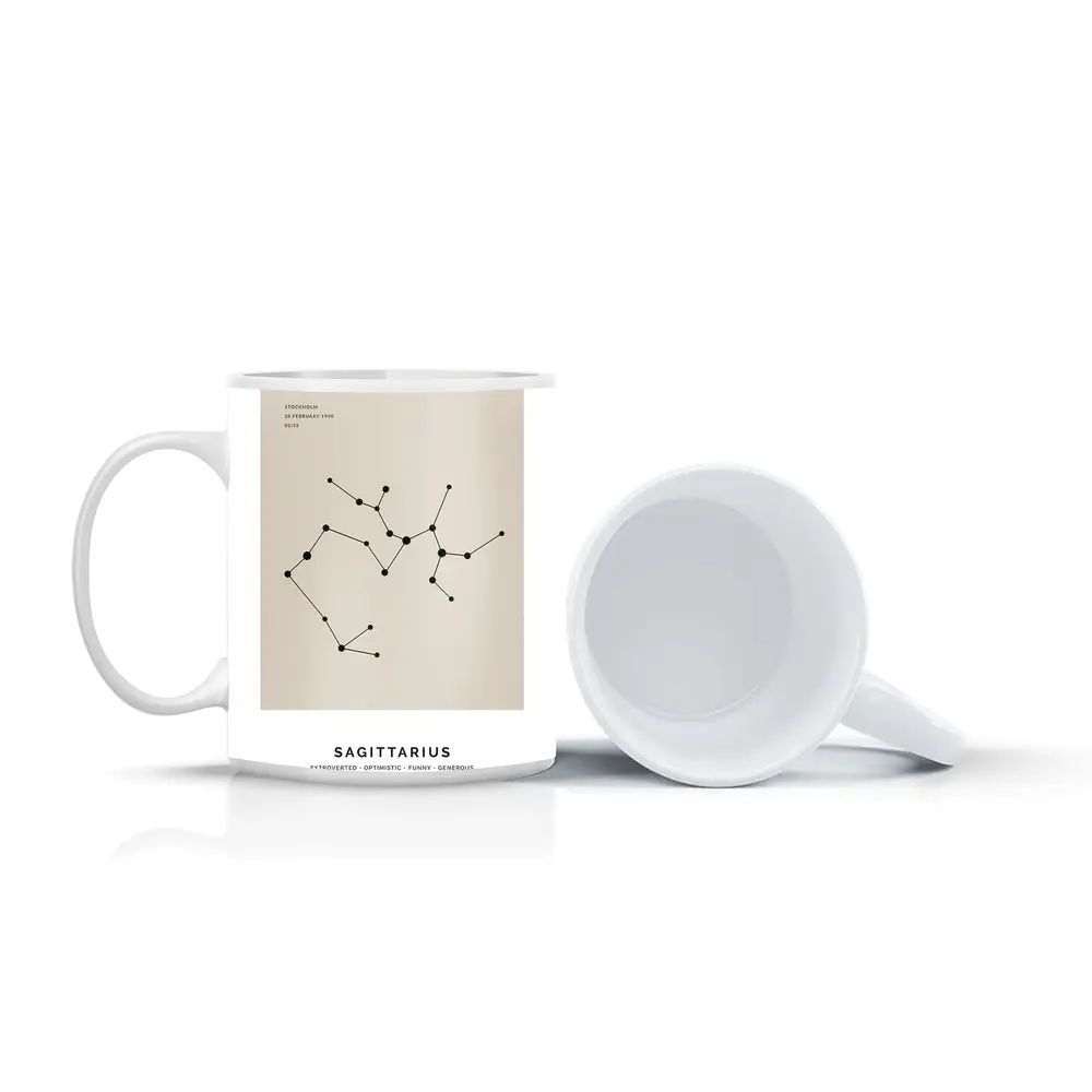 Sagittarius Constellation Minimal Beige Star Map – Mugs