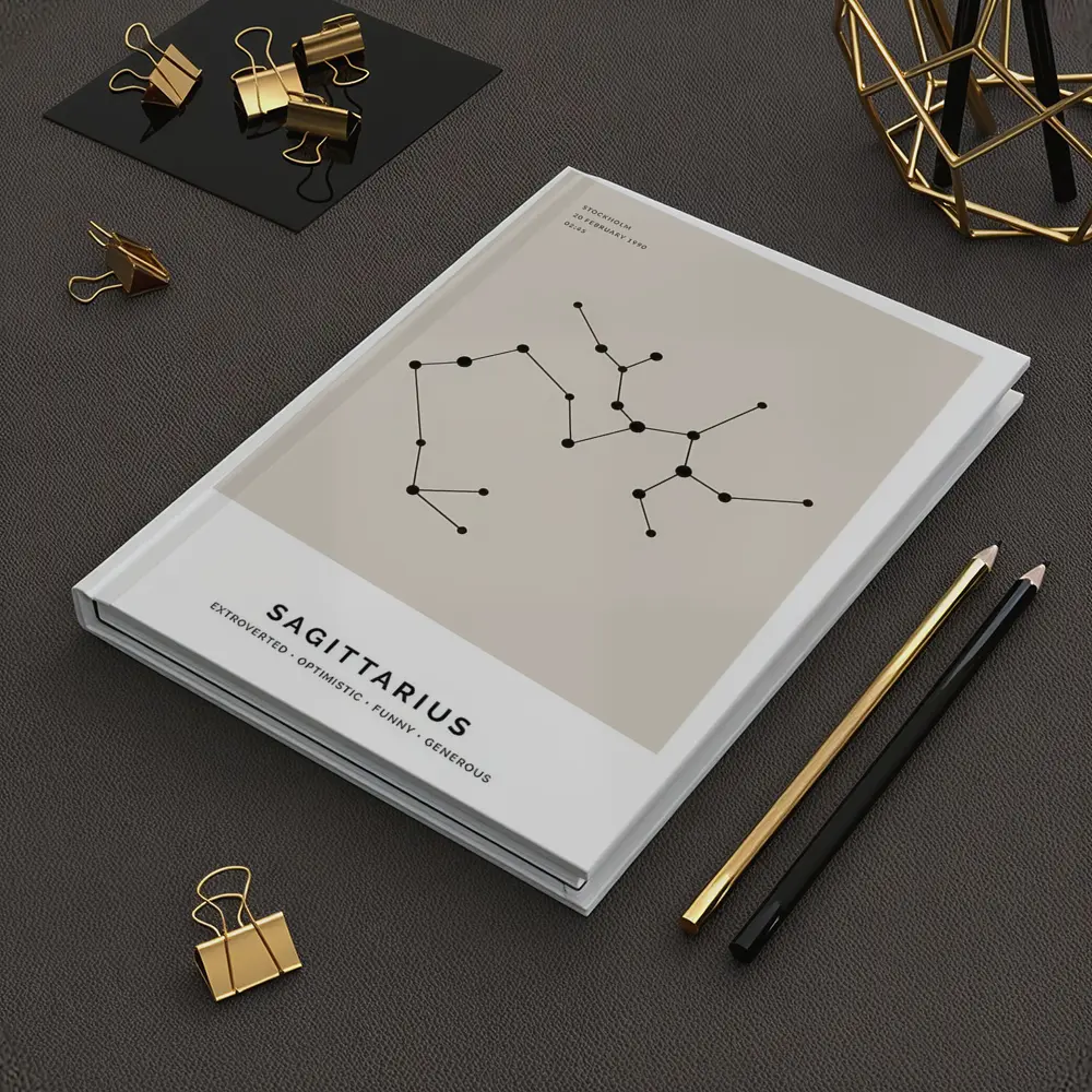 Sagittarius Constellation Minimal Beige Star Map – Notebooks