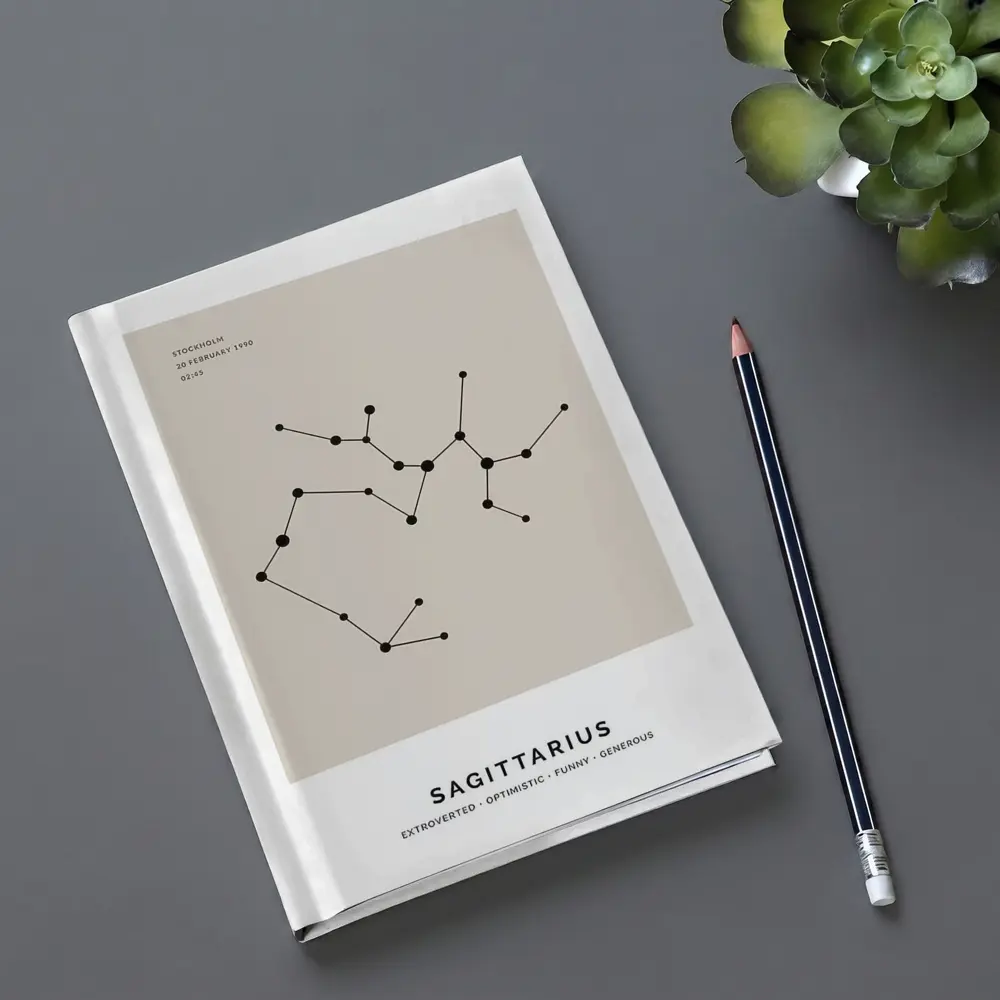 Sagittarius Constellation Minimal Beige Star Map – Notebooks