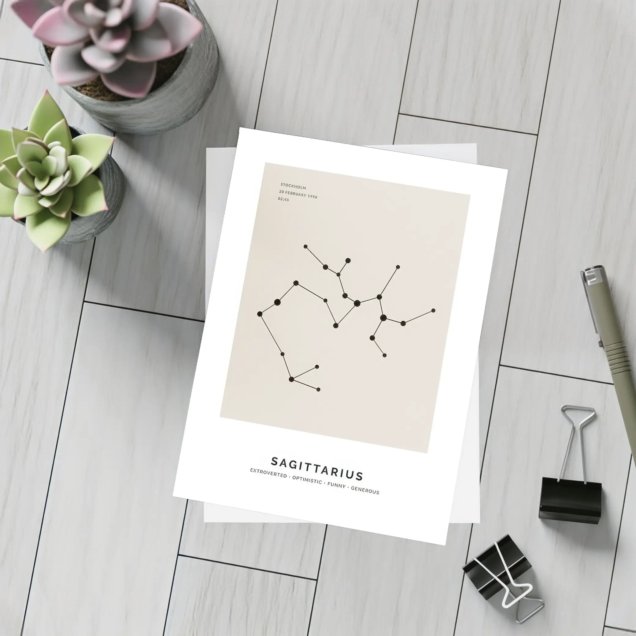 Sagittarius Constellation Minimal Beige Star Map – Postcards