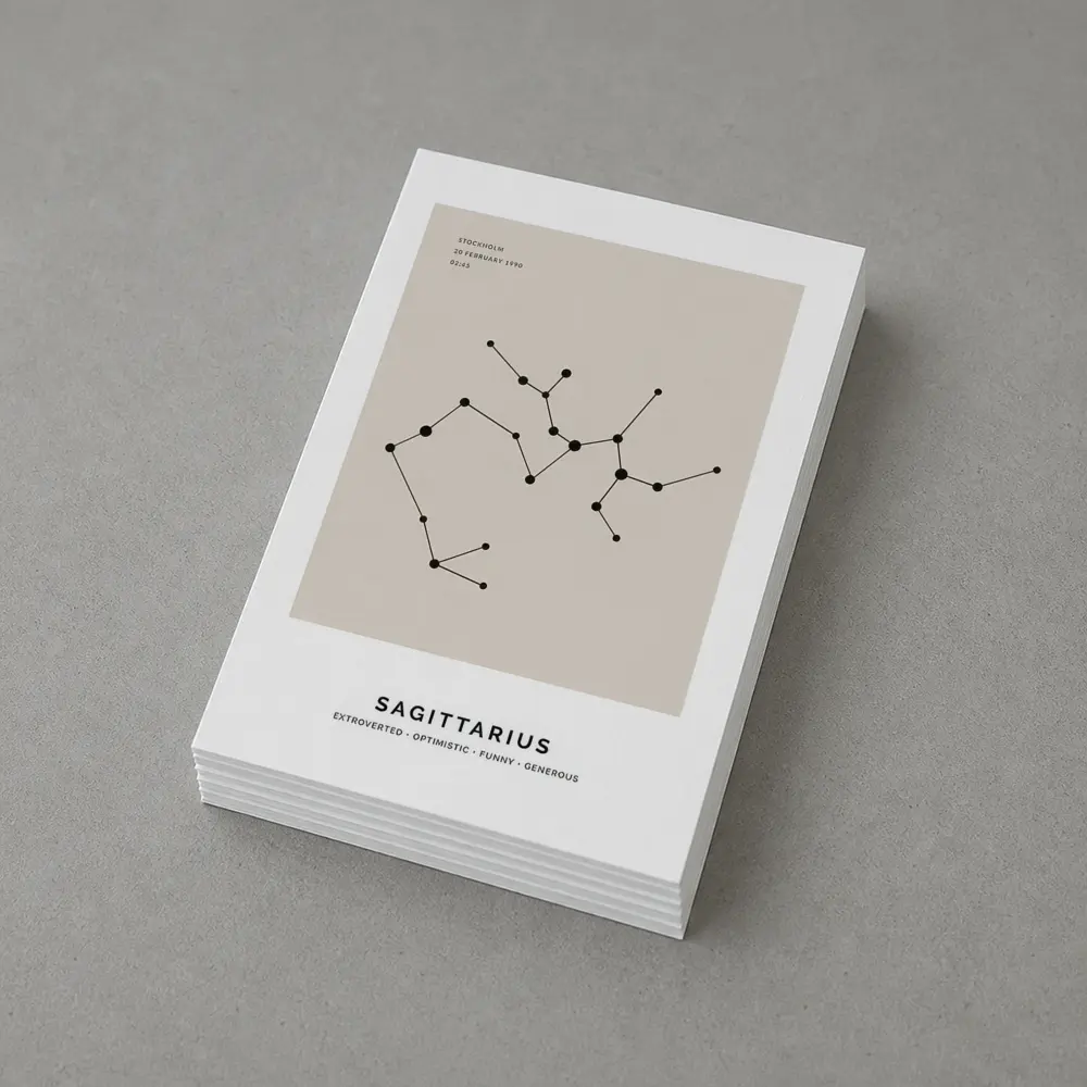 Sagittarius Constellation Minimal Beige Star Map – Postcards