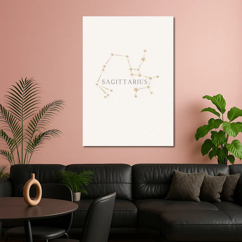 Sagittarius Constellation Star Map Beige Art – Wall Art