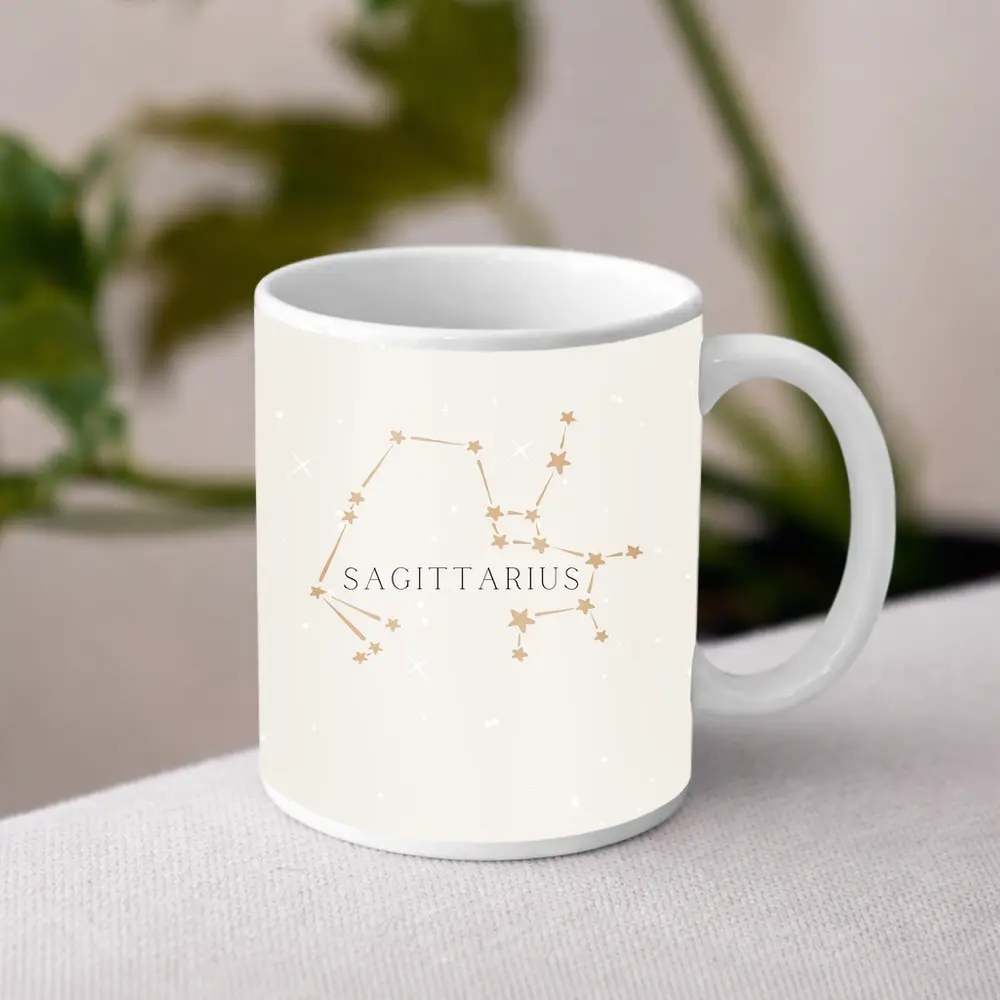 Sagittarius Constellation Star Map Beige Art – Mugs