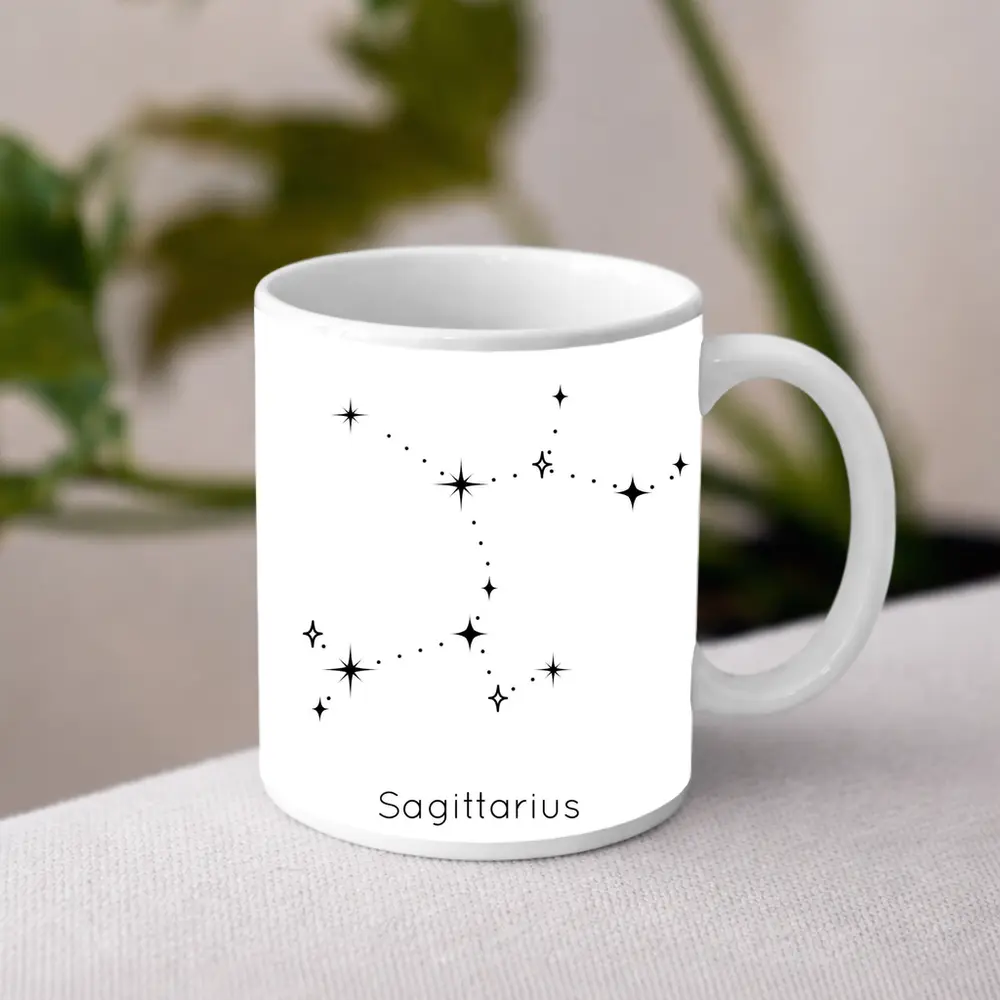 Sagittarius Constellation Stars Black White Art – Mugs
