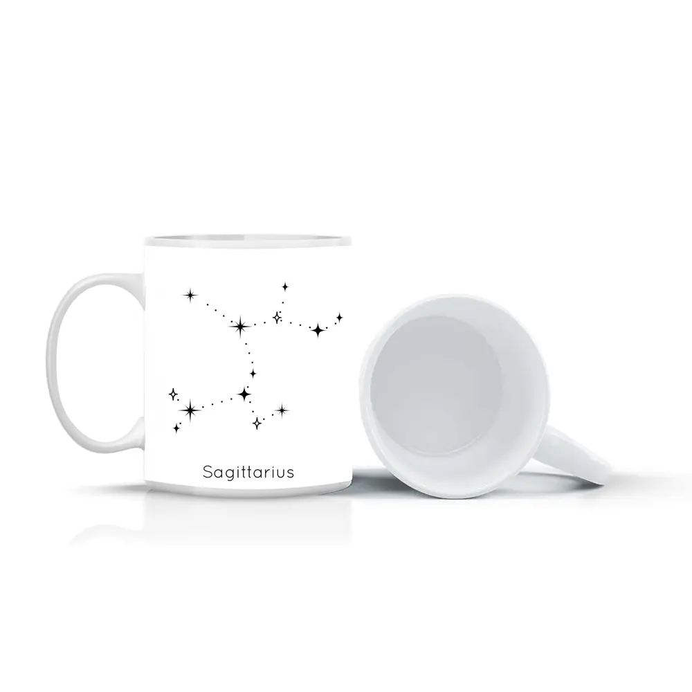 Sagittarius Constellation Stars Black White Art – Mugs