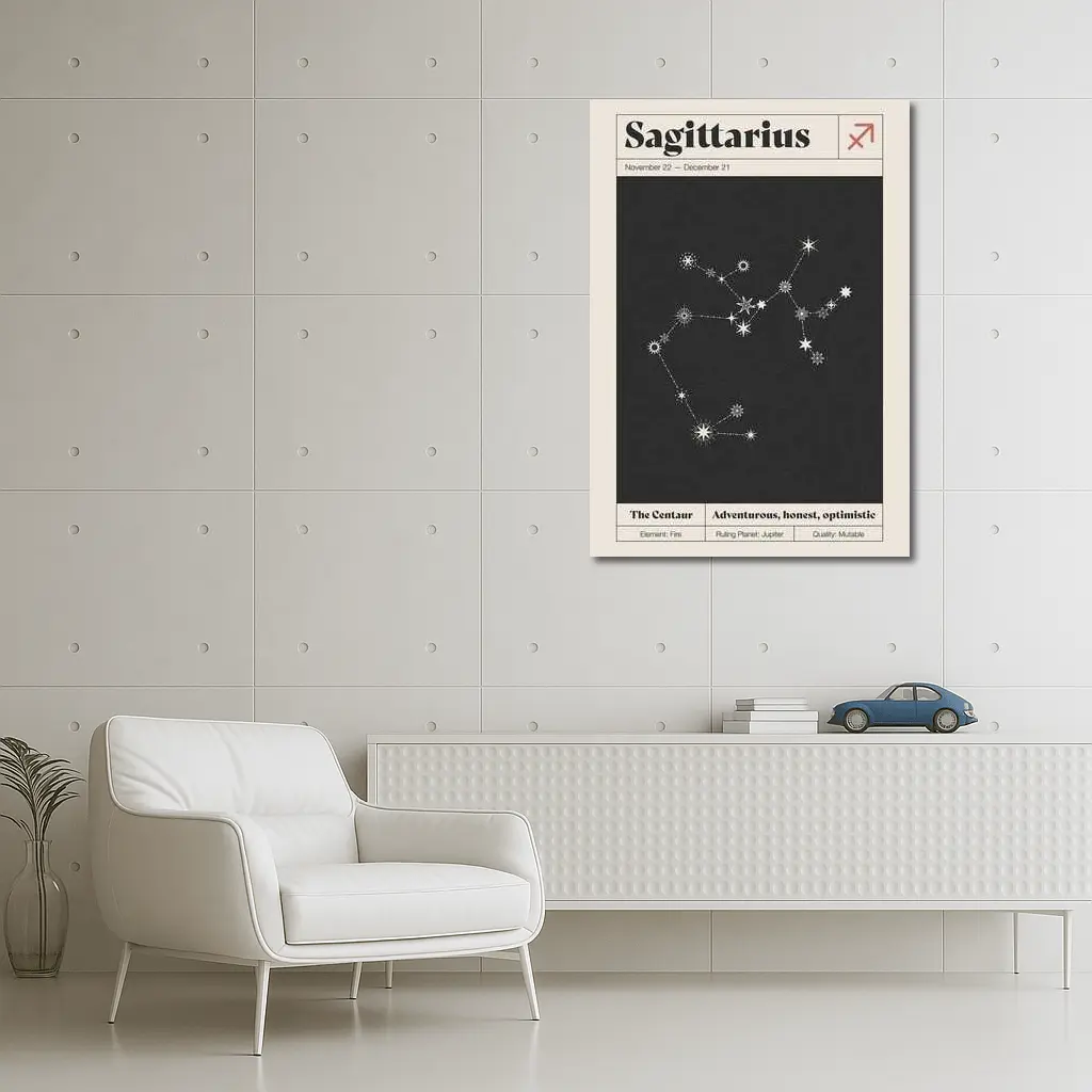 Sagittarius Constellation Star Map Dark Background – Wall Art