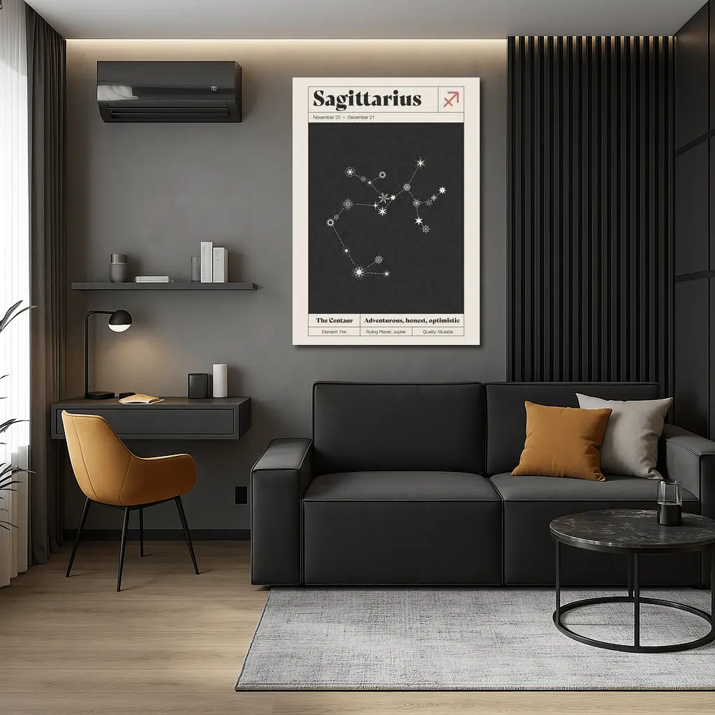 Sagittarius Constellation Star Map Dark Background – Wall Art