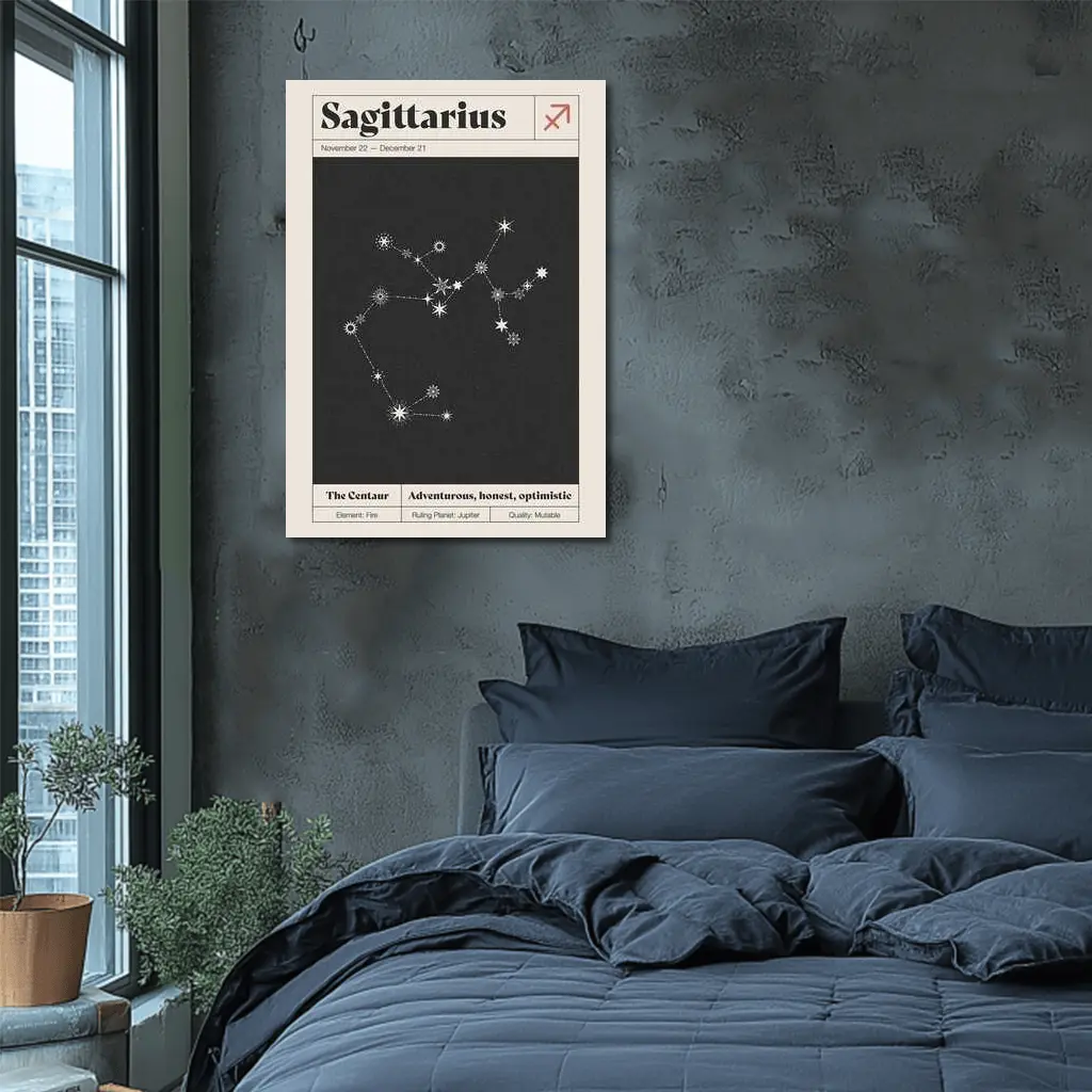 Sagittarius Constellation Star Map Dark Background – Wall Art