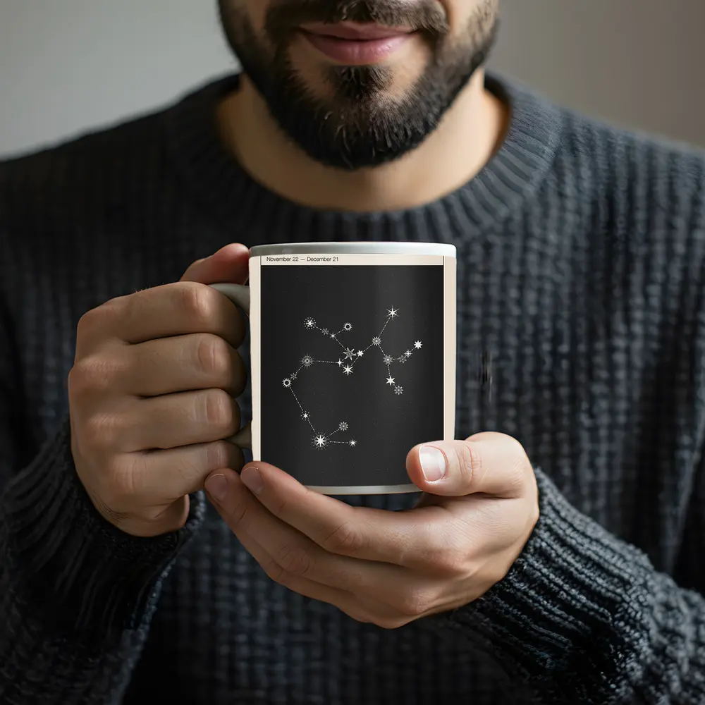 Sagittarius Constellation Star Map Dark Background – Mugs