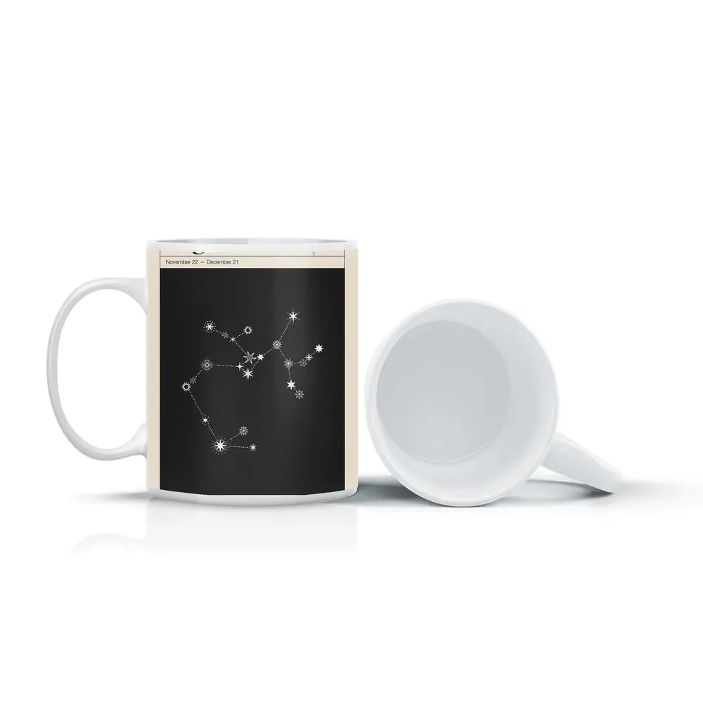 Sagittarius Constellation Star Map Dark Background – Mugs