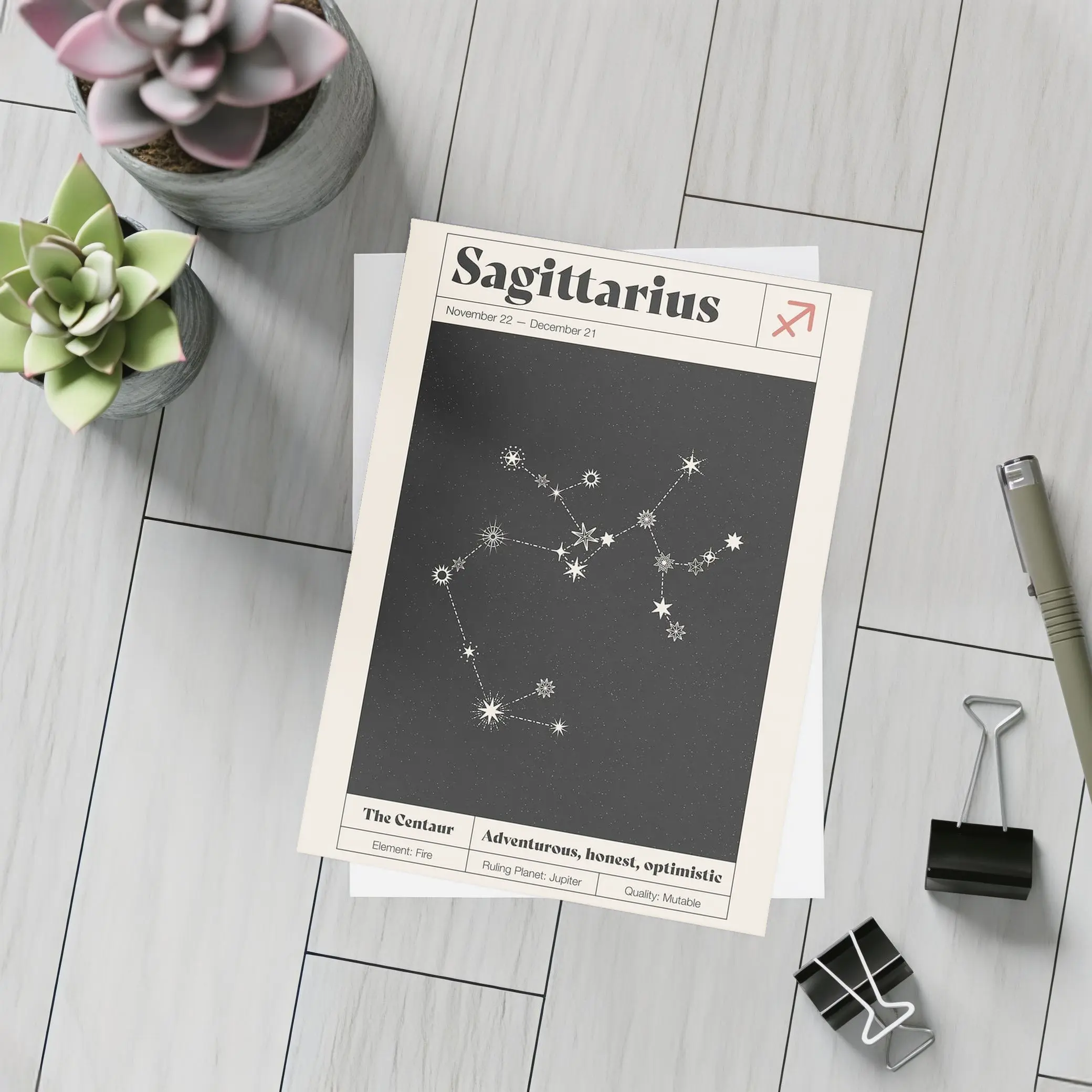 Sagittarius Constellation Star Map Dark Background – Postcards