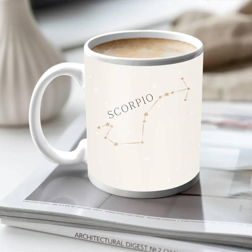 Scorpio Constellation Star Map Beige Background – Mugs