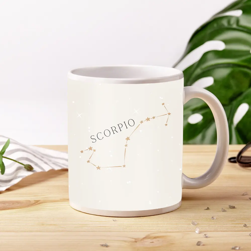 Scorpio Constellation Star Map Beige Background – Mugs