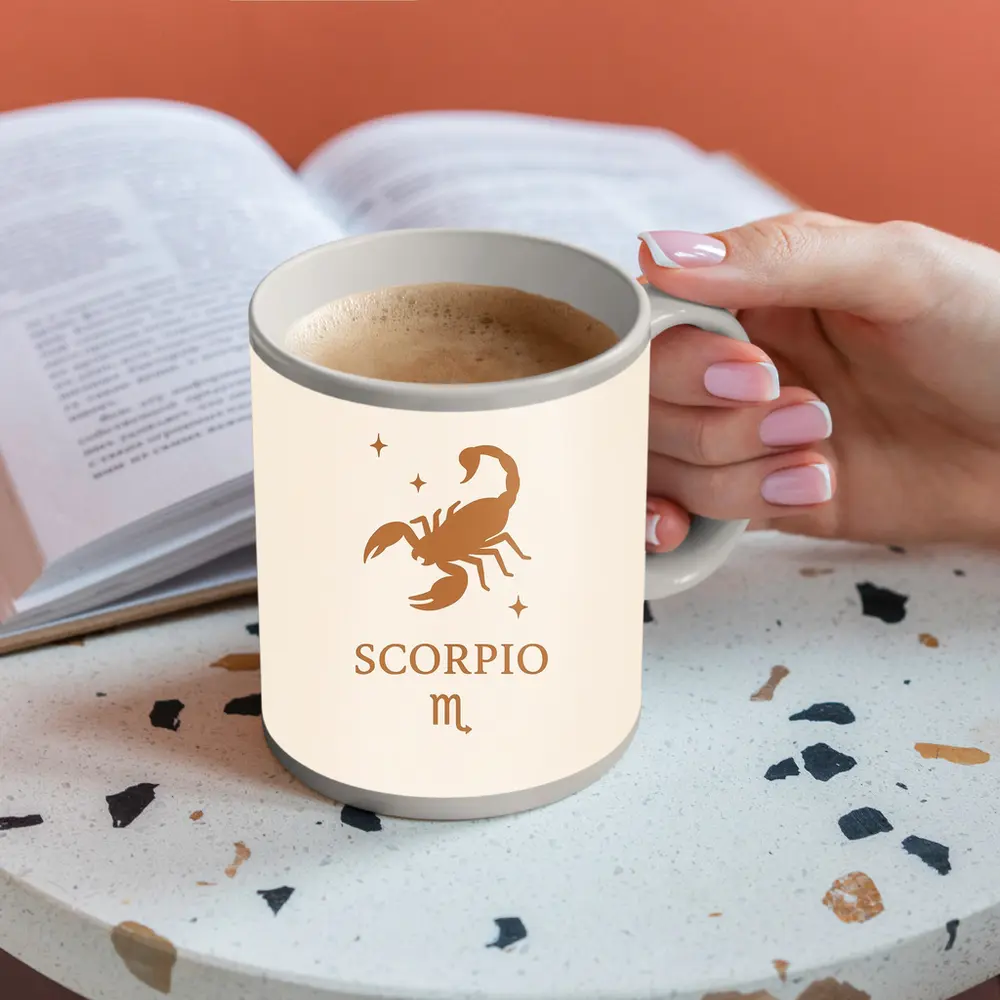 Scorpio Zodiac Sign Scorpion Beige Art – Mugs