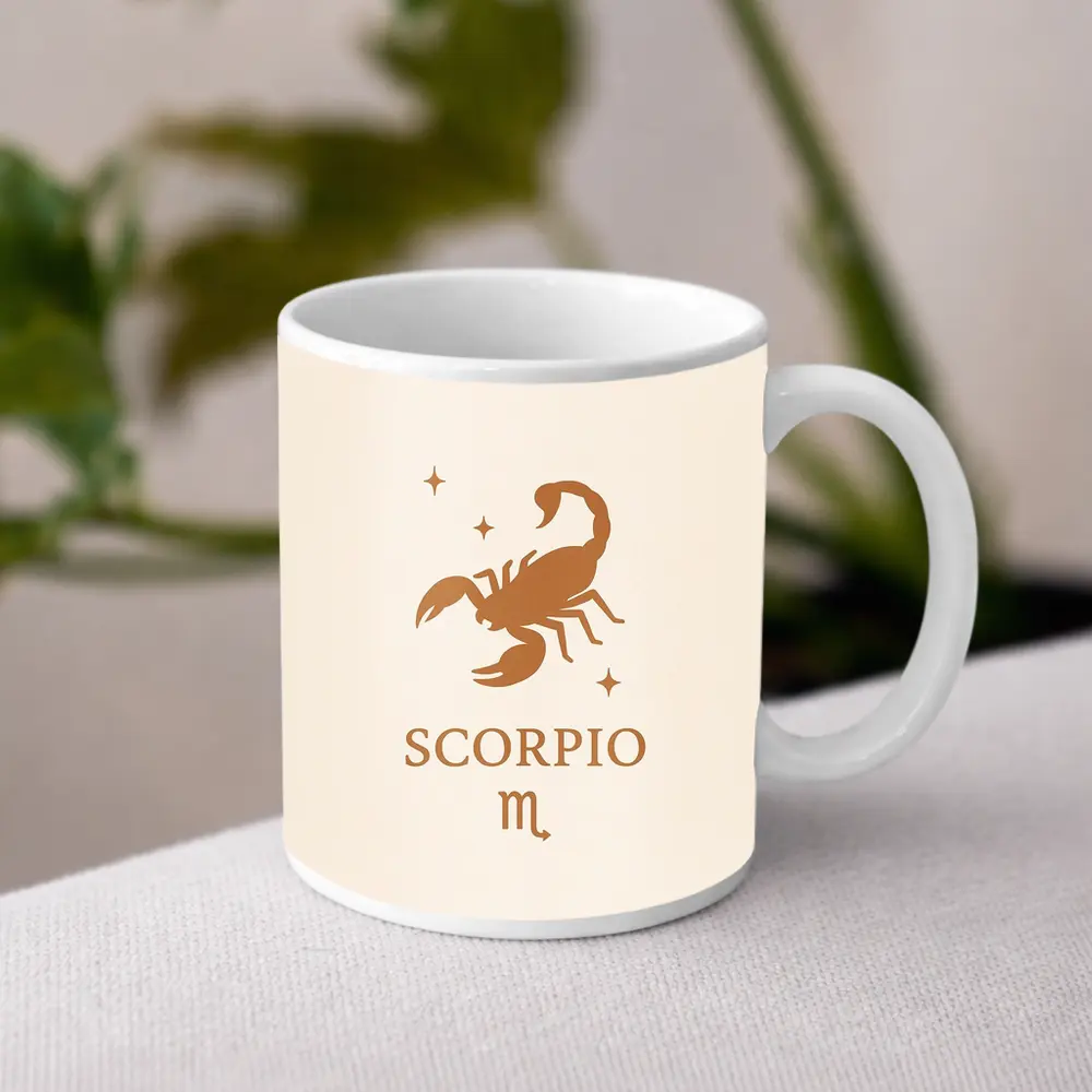 Scorpio Zodiac Sign Scorpion Beige Art – Mugs