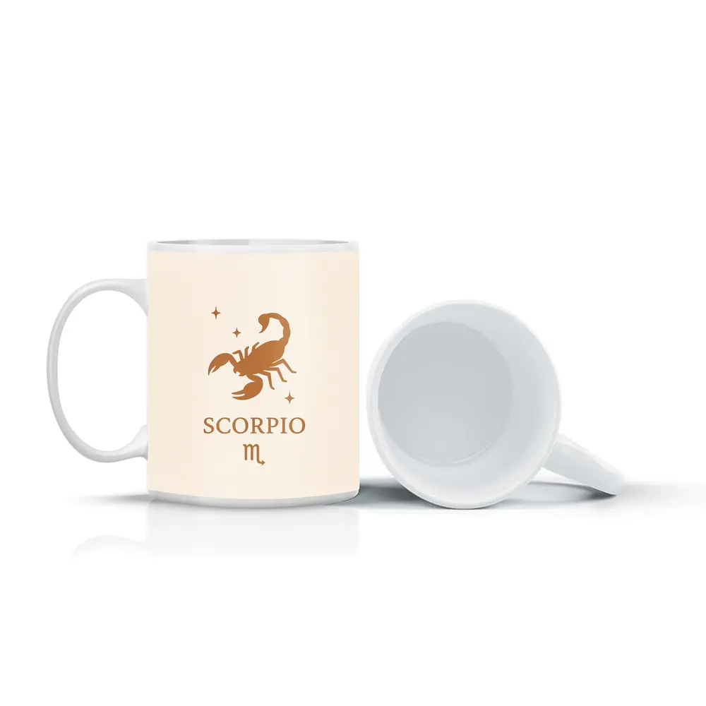 Scorpio Zodiac Sign Scorpion Beige Art – Mugs