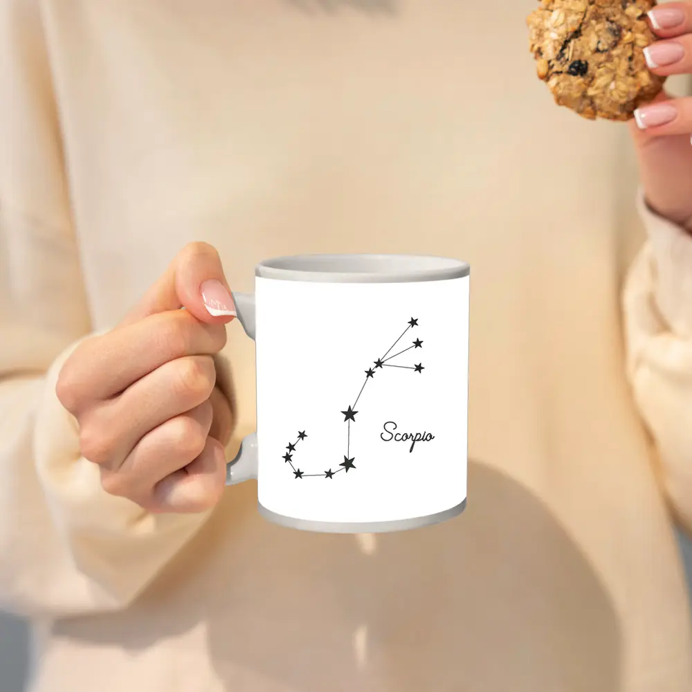Scorpio Constellation Stars Minimalist White Art – Mugs