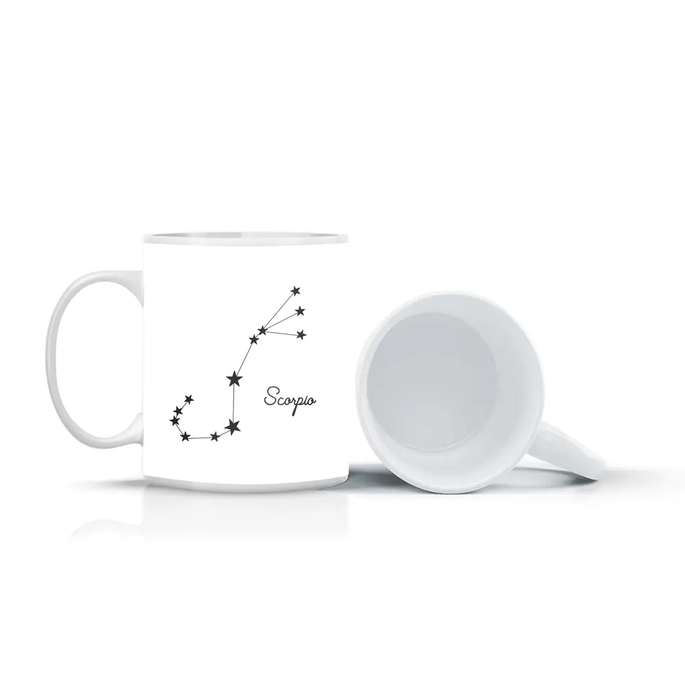 Scorpio Constellation Stars Minimalist White Art – Mugs
