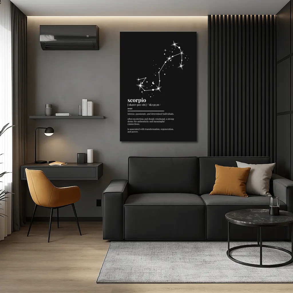 Scorpio Zodiac Constellation Definition Black Background – Wall Art