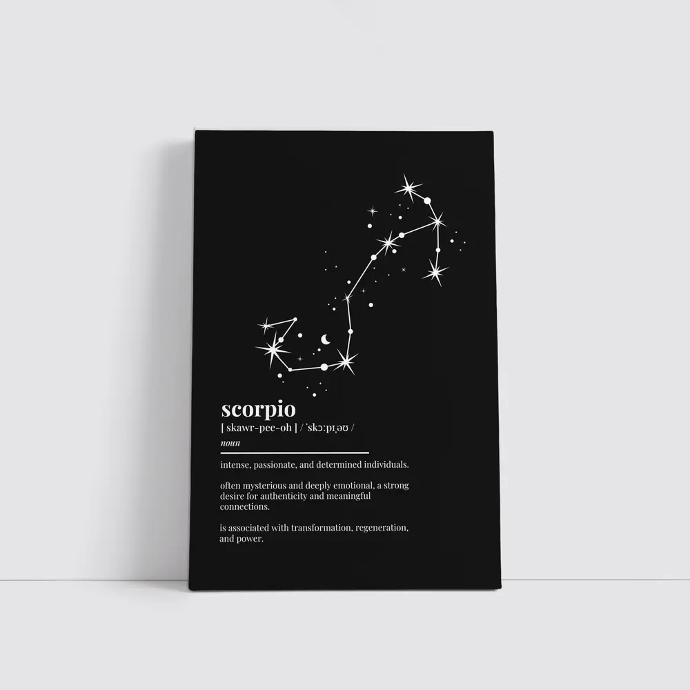 Scorpio Zodiac Constellation Definition Black Background – Wall Art