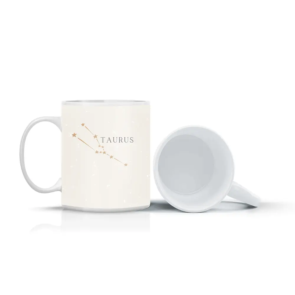 Taurus Constellation Stars Minimal Beige Art – Mugs