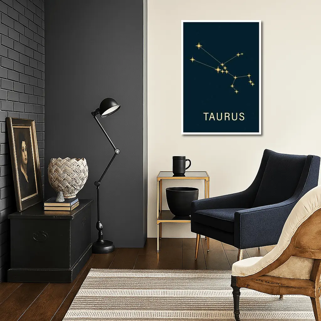Taurus Constellation Gold Stars Dark Blue – Wall Art