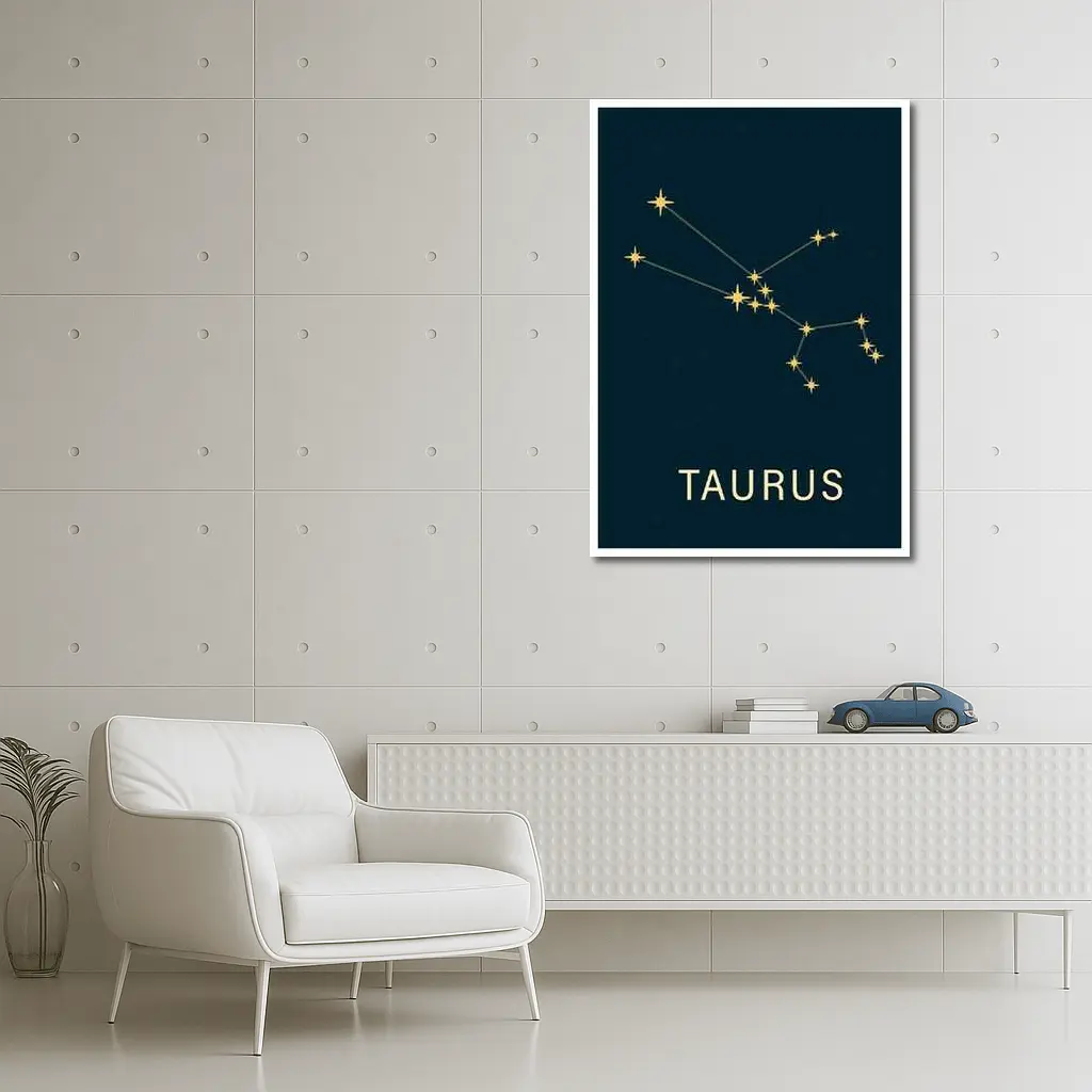 Taurus Constellation Gold Stars Dark Blue – Wall Art