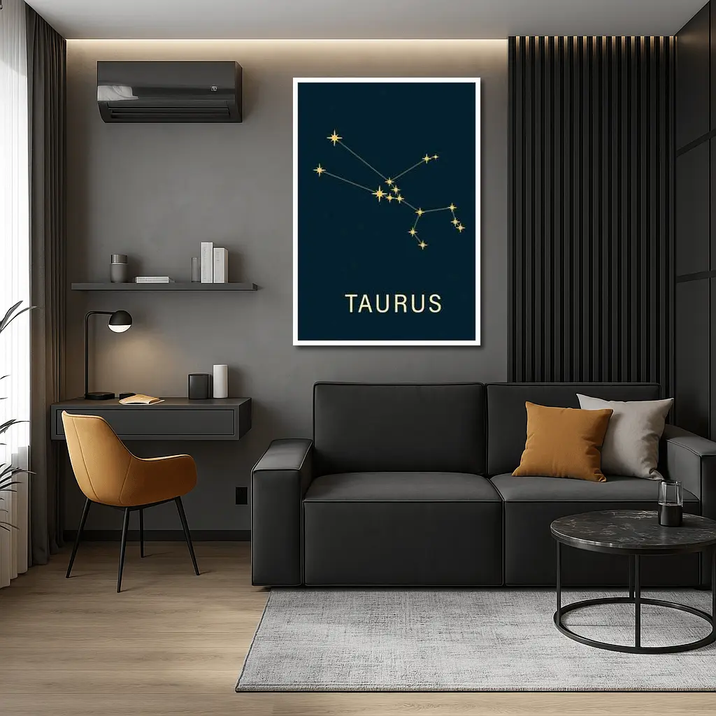 Taurus Constellation Gold Stars Dark Blue – Wall Art