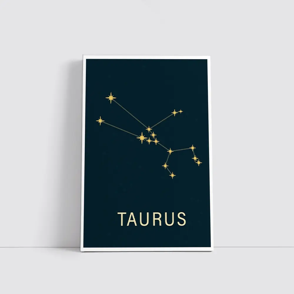 Taurus Constellation Gold Stars Dark Blue – Wall Art
