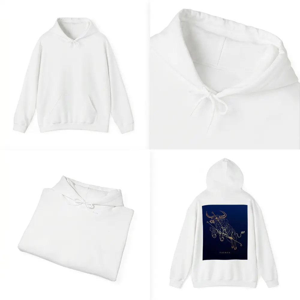 Taurus Constellation Gold Bull Dark Blue – Hoodies