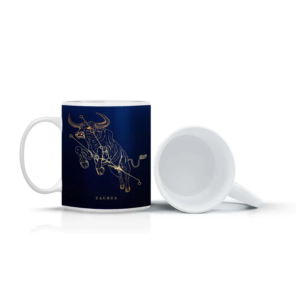Taurus Constellation Gold Bull Dark Blue – Mugs