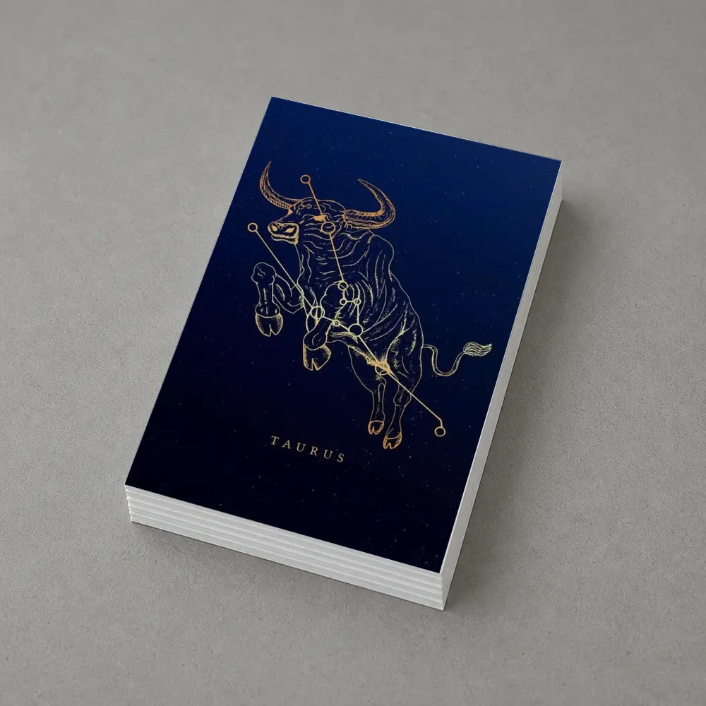 Taurus Constellation Gold Bull Dark Blue – Postcards