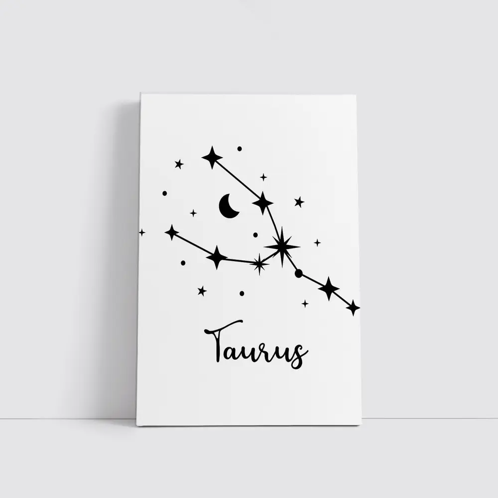Taurus Constellation Stars Moon Black White – Wall Art