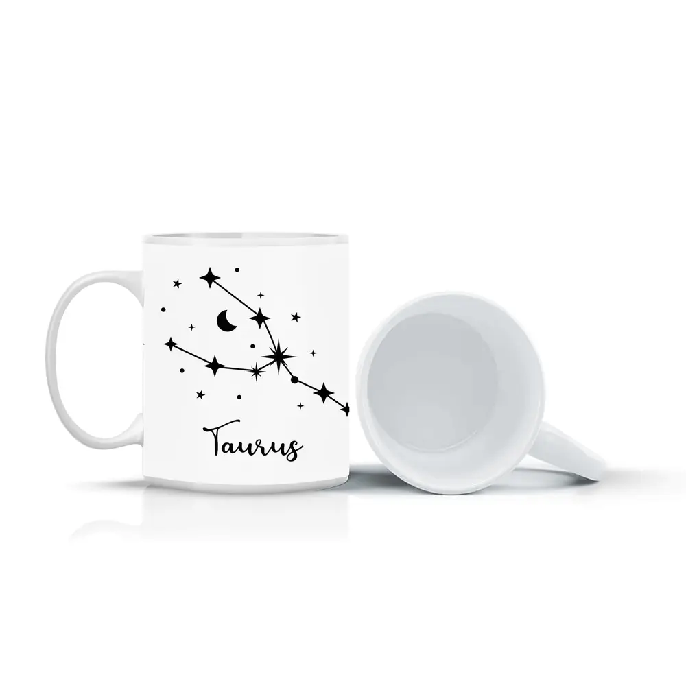 Taurus Constellation Stars Moon Black White – Mugs