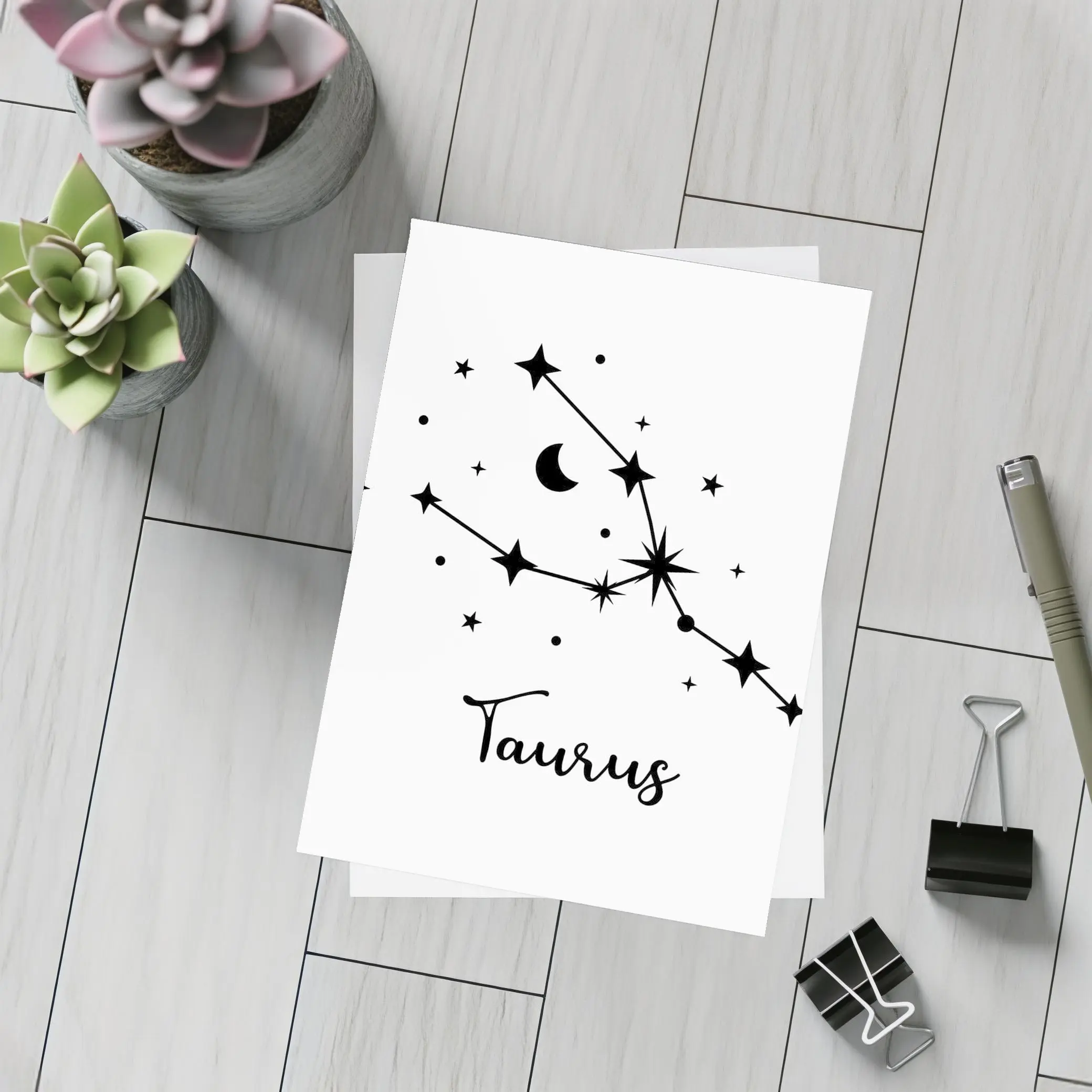 Taurus Constellation Stars Moon Black White – Postcards