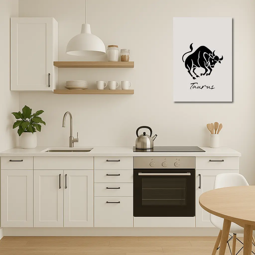 Taurus Zodiac Bull Black Beige Art – Wall Art