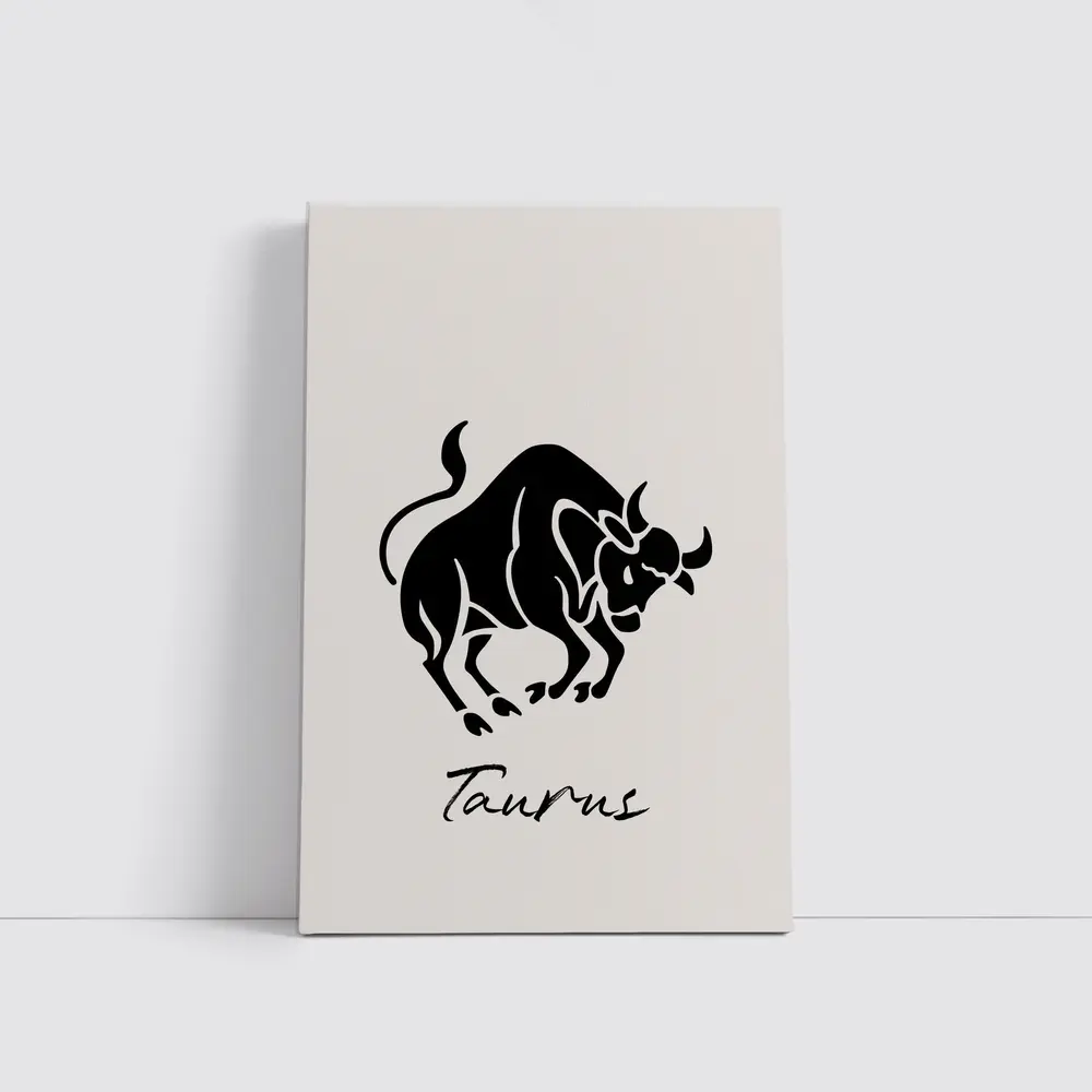 Taurus Zodiac Bull Black Beige Art – Wall Art