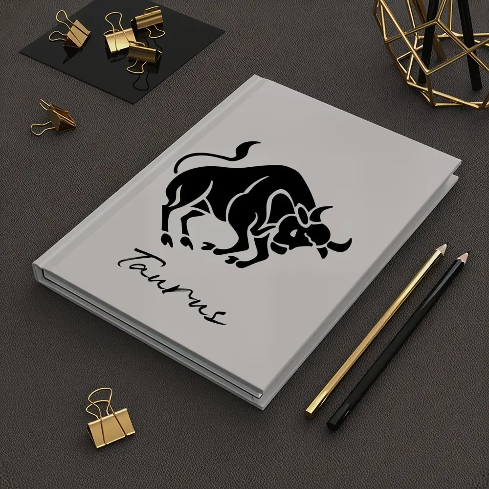 Taurus Zodiac Bull Black Beige Art – Notebooks