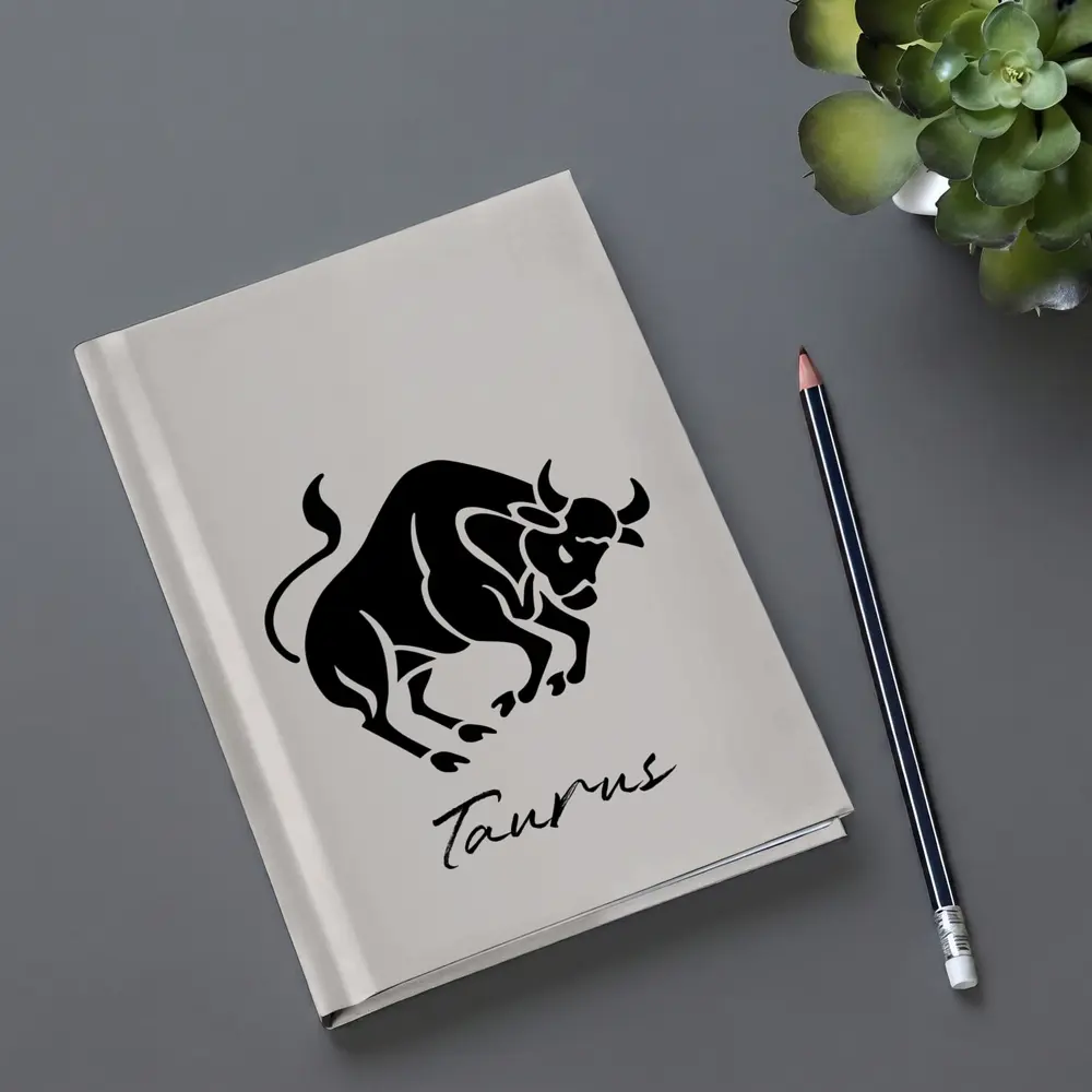 Taurus Zodiac Bull Black Beige Art – Notebooks