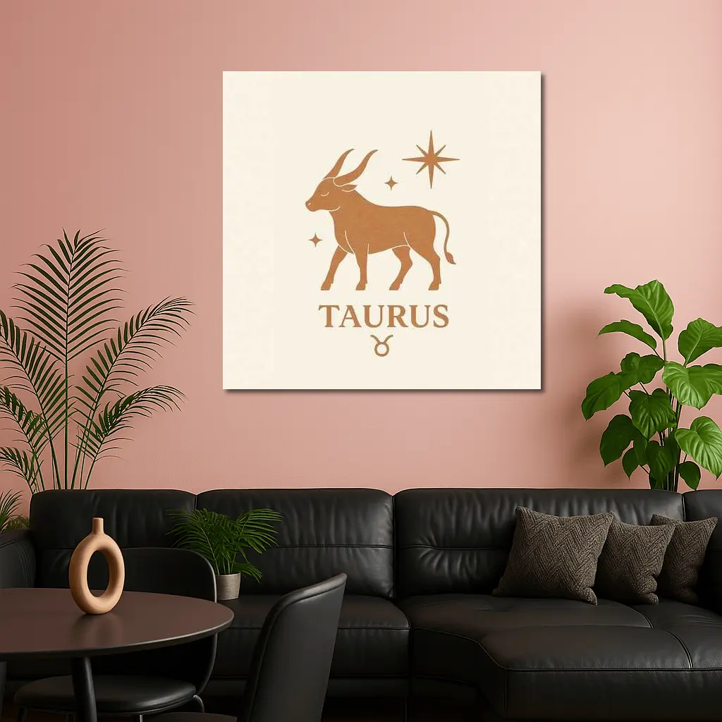 Taurus Zodiac Bull Star Celestial Beige Art – Wall Art