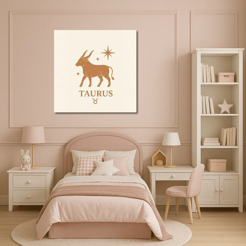Taurus Zodiac Bull Star Celestial Beige Art – Wall Art