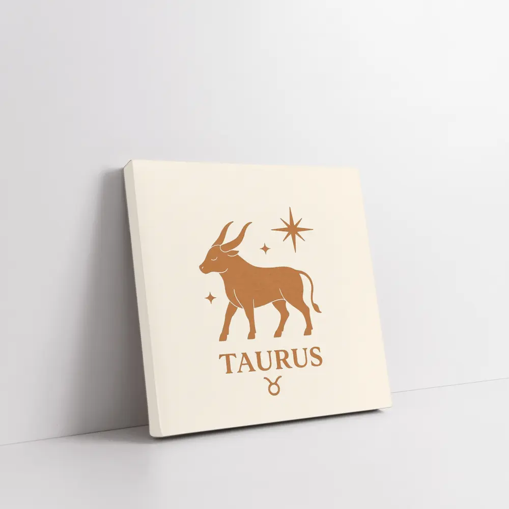 Taurus Zodiac Bull Star Celestial Beige Art – Wall Art