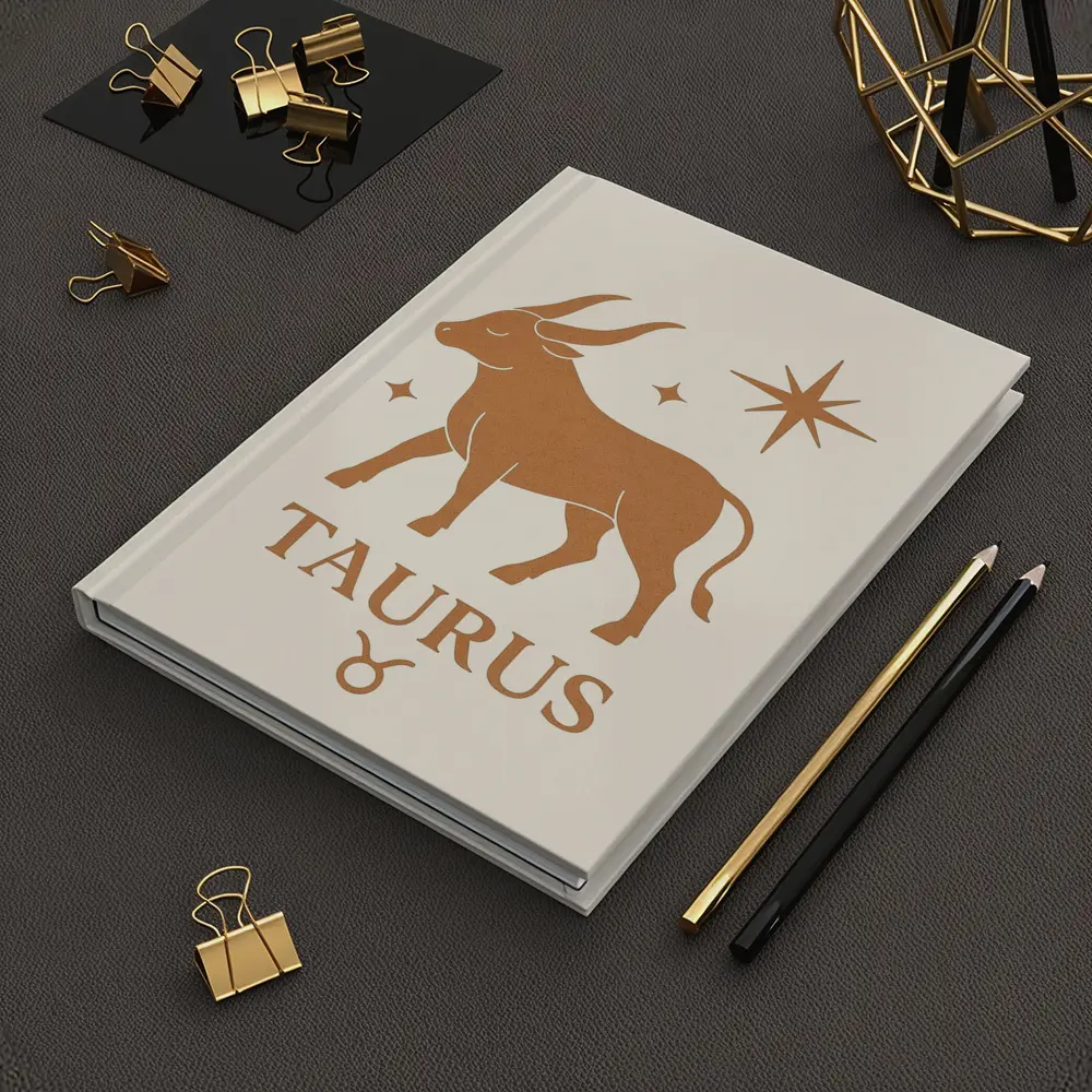 Taurus Zodiac Bull Star Celestial Beige Art – Notebooks